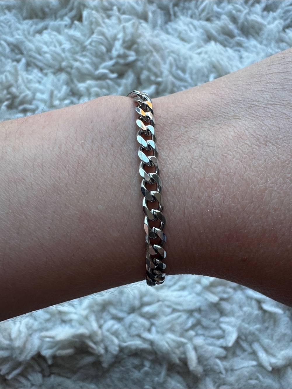 Silver Tone Curb Link Bracelet